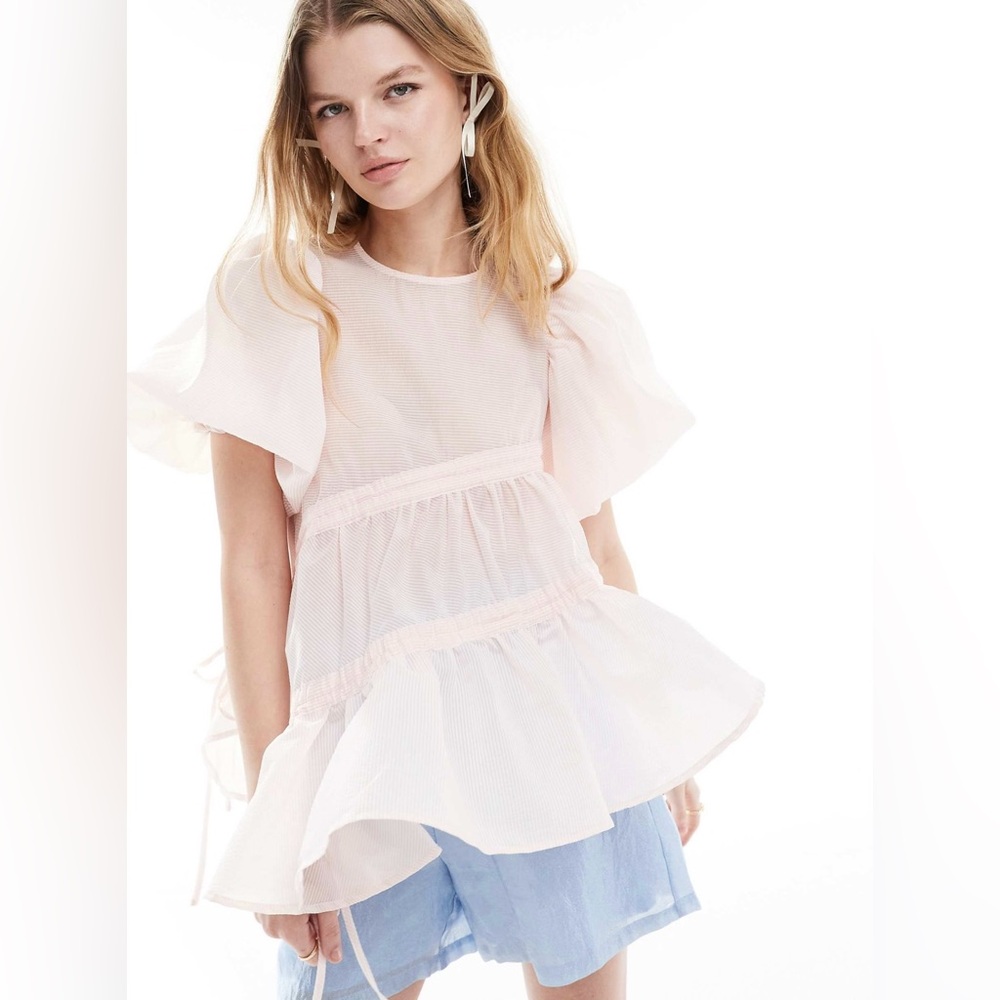 Chopova Lowena Pink Ruffle Blouse - Picture 2 of 6